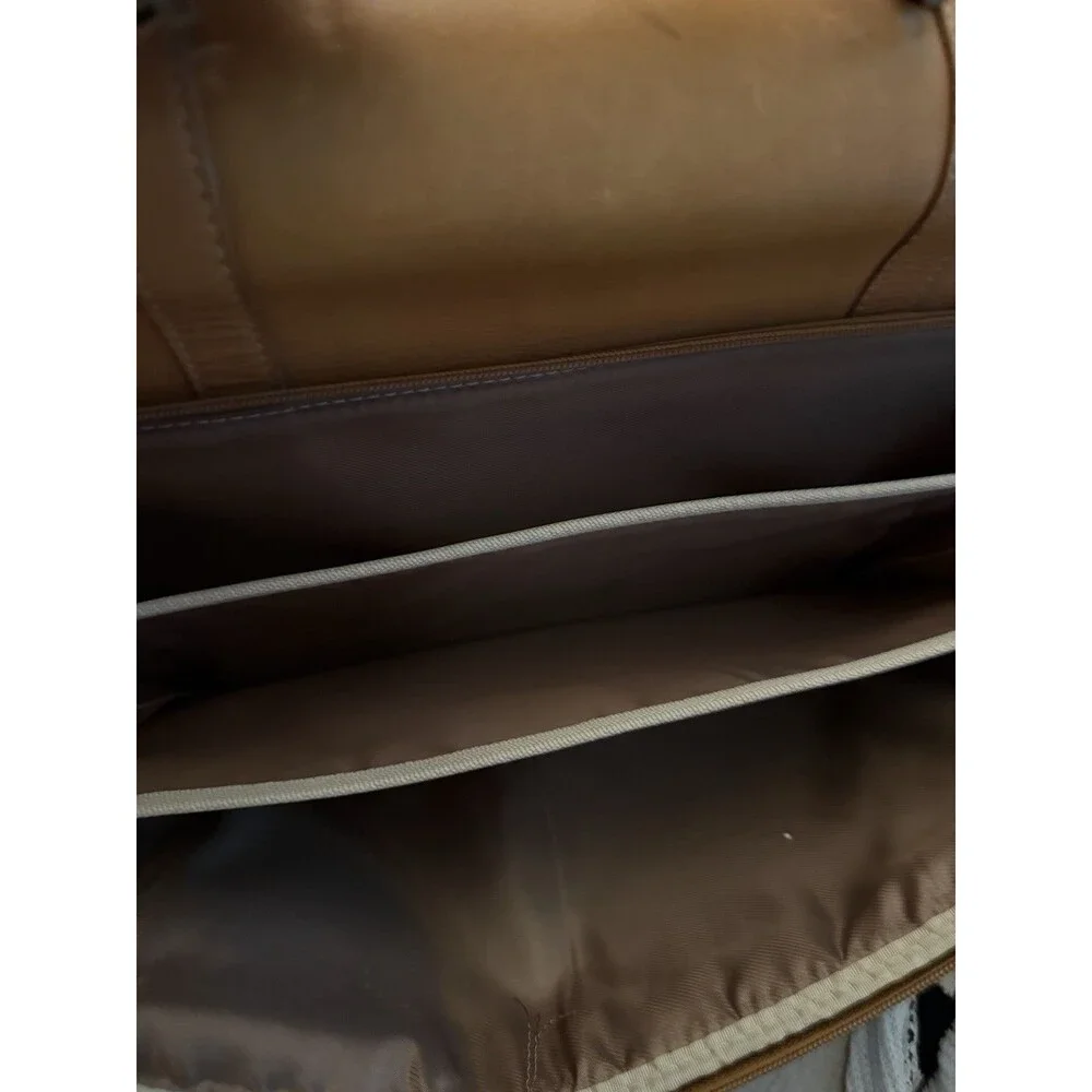 KENNETH COLE New York Tan Leather Messenger Laptop Travel Shoulder Bag Brief Vtg